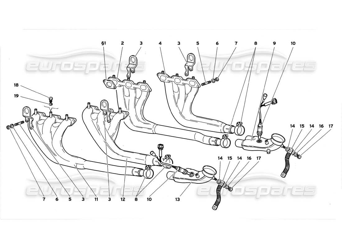 lamborghini diablo gt (1999) auspuffanlage teilediagramm