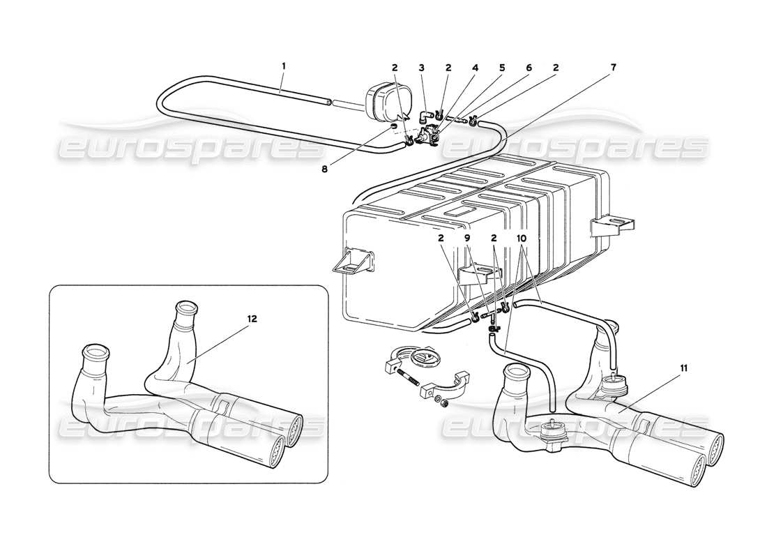 lamborghini diablo 6.0 (2001) auspuffanlage teilediagramm