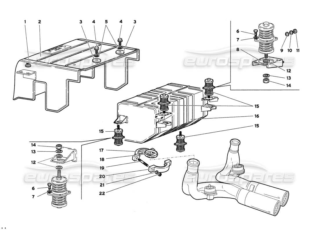 lamborghini diablo 6.0 (2001) auspuffanlage teilediagramm