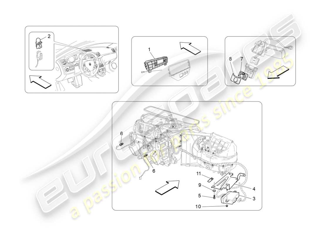 maserati granturismo s (2014) klimaanlage: elektronische steuerung ersatzteildiagramm