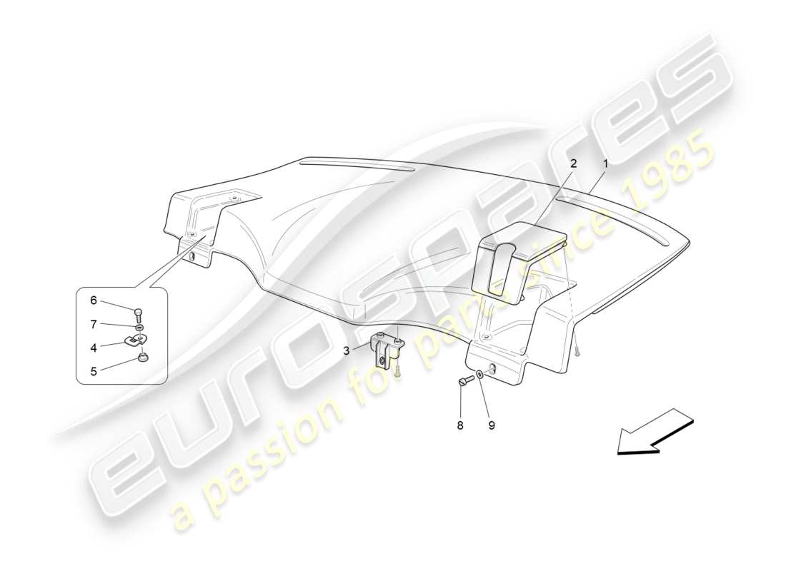 maserati granturismo s (2013) hintere hauablage ersatzteildiagramm