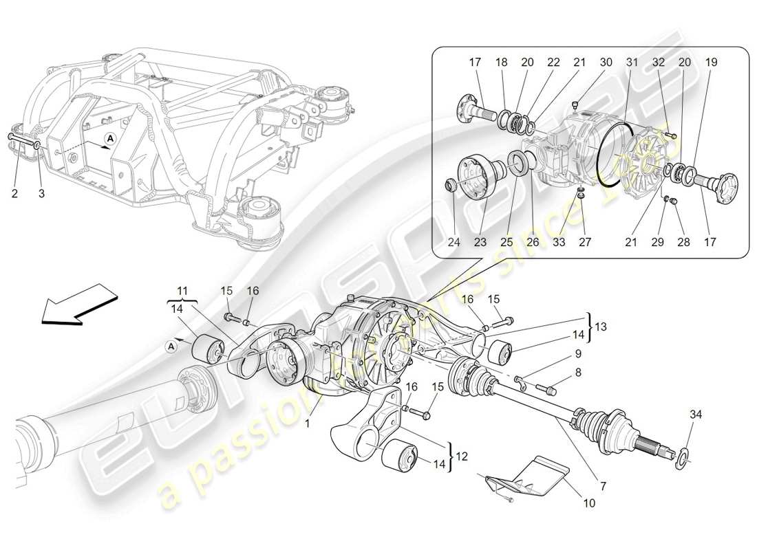 maserati granturismo (2009) differential- und hinterachswellen ersatzteildiagramm