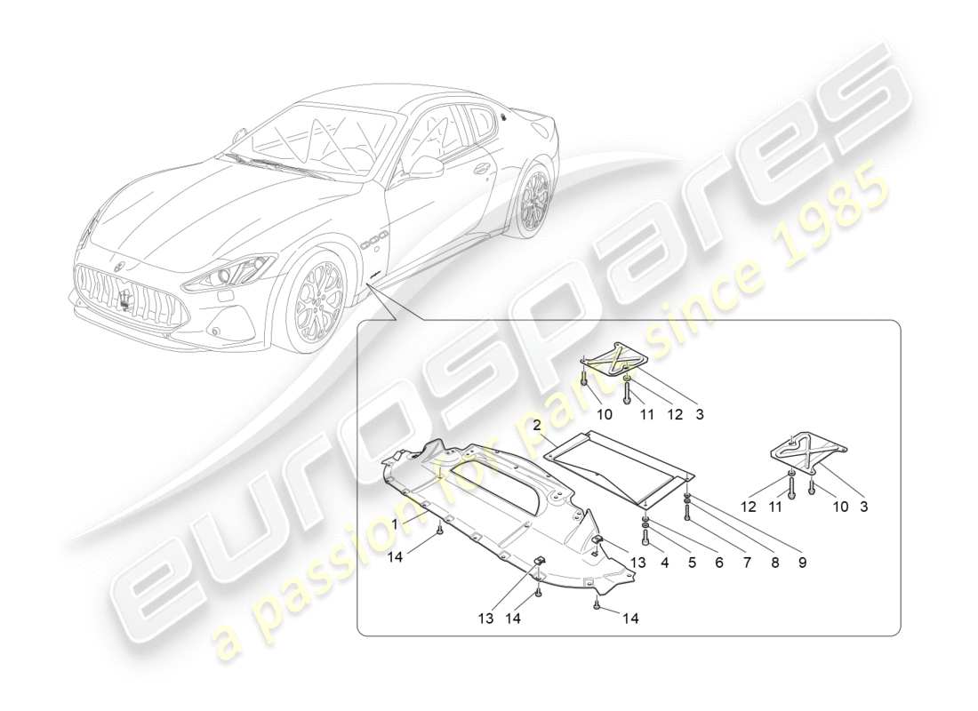 maserati granturismo s (2019) unterboden- und unterflurschutz teilediagramm