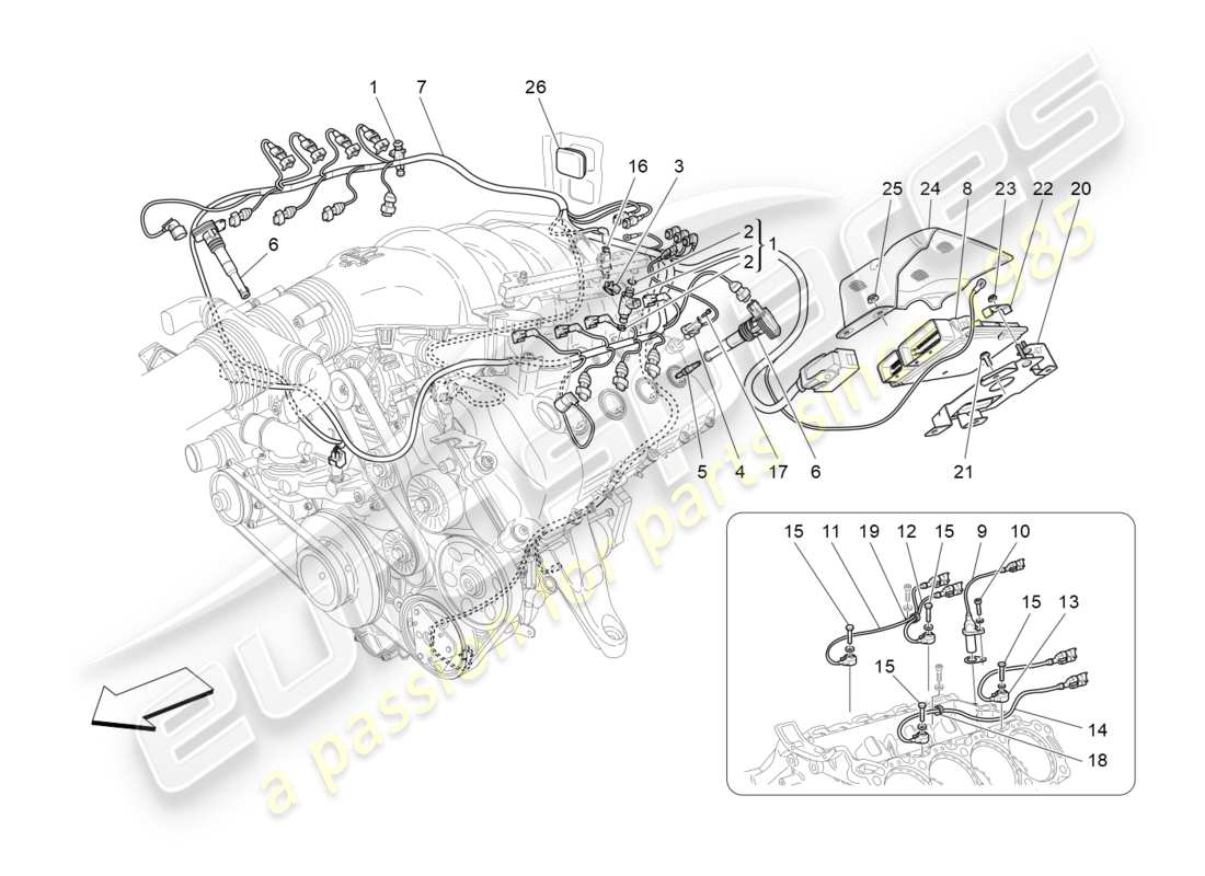 maserati granturismo s (2014) elektronische steuerung: einspritz- und motorsteuerungssteuerung teilediagramm