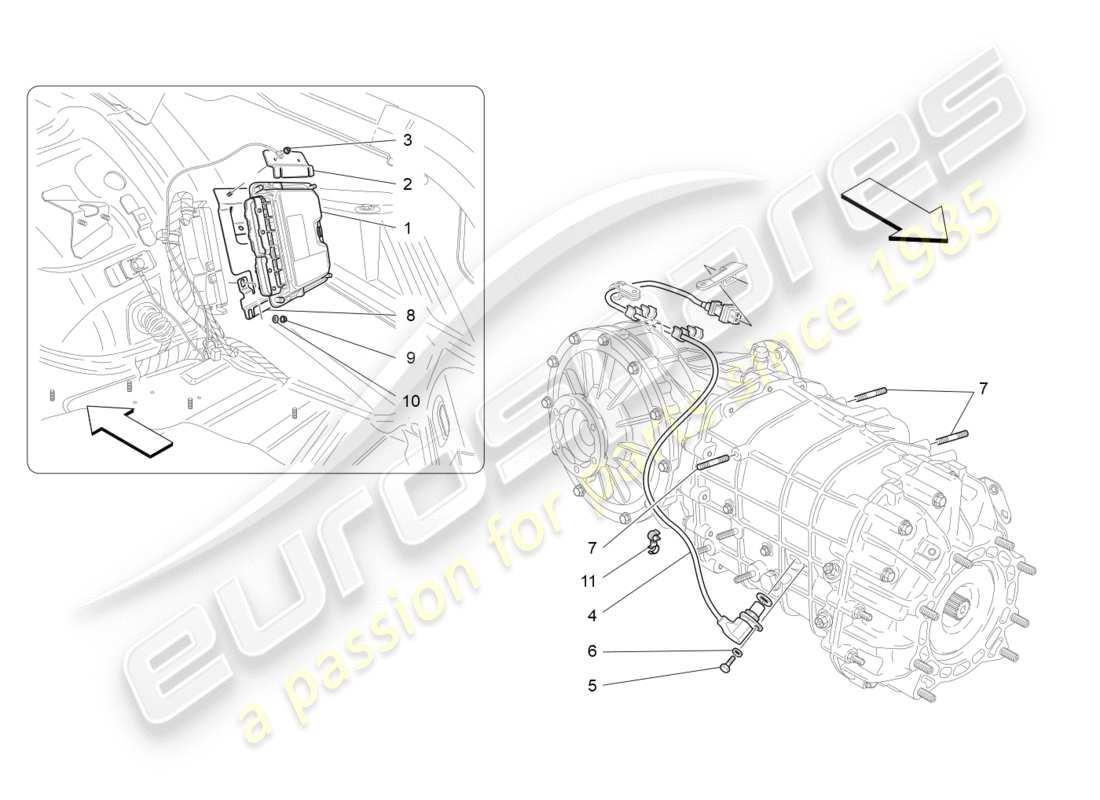 maserati granturismo s (2014) elektronische steuerung (getriebe) teilediagramm