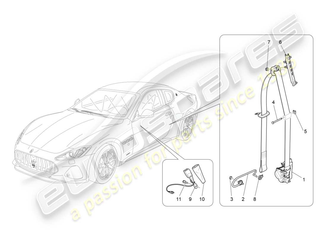 maserati granturismo s (2020) vordere sicherheitsgurte ersatzteildiagramm