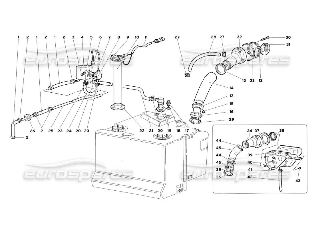 lamborghini diablo sv (1999) kraftstoffsystem (für fahrzeuge mit schneller kraftstoffeinspritzung) teilediagramm