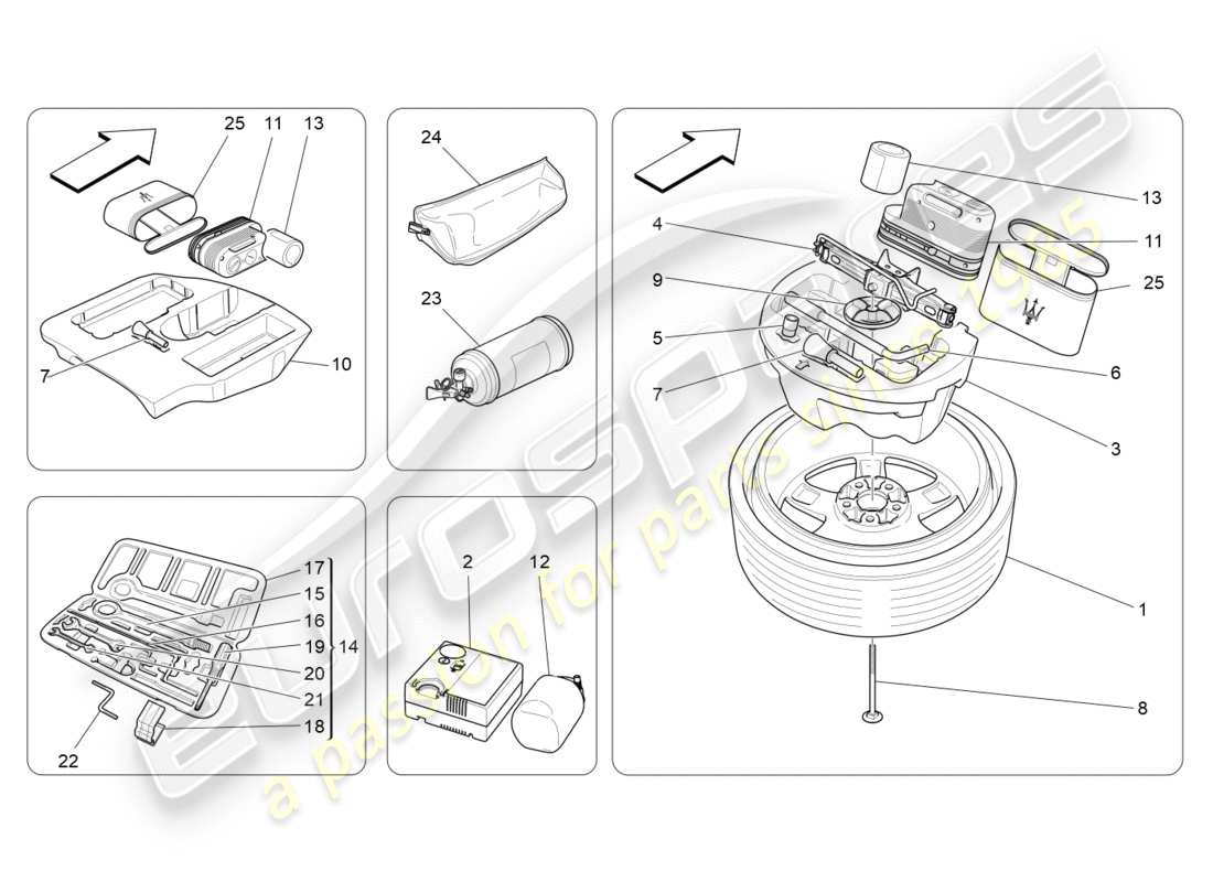 maserati qtp 3.0 bt v6 410hp (2014) standardmässig mitgeliefertes teilediagramm