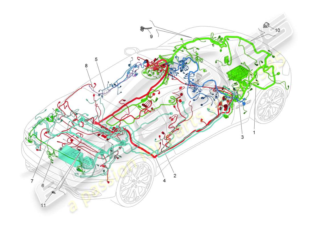 maserati granturismo (2008) hauptverkabelung teilediagramm