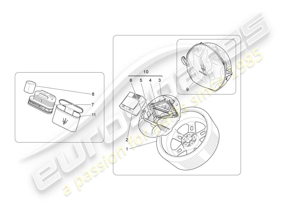 maserati granturismo s (2013) standardmässig mitgeliefertes teilediagramm