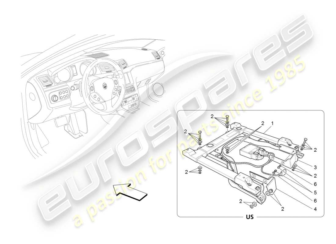 maserati granturismo (2008) deaktivierung des beifahrer-airbags teilediagramm