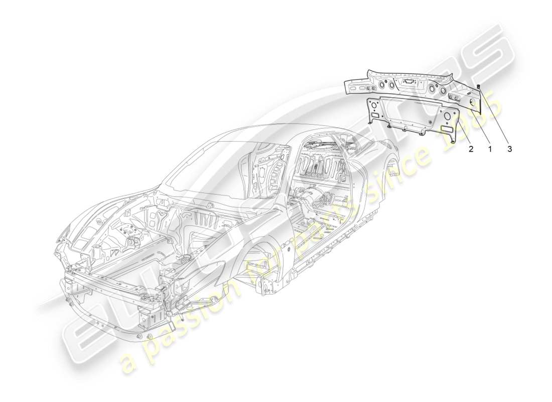 maserati granturismo s (2018) karosserie und hintere aussenverkleidung teilediagramm