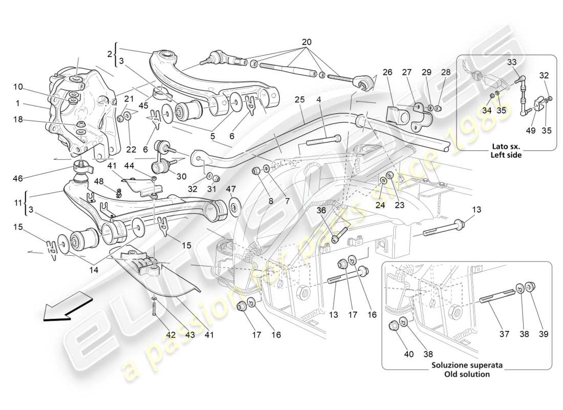 maserati granturismo s (2018) hinterradaufhängung teilediagramm