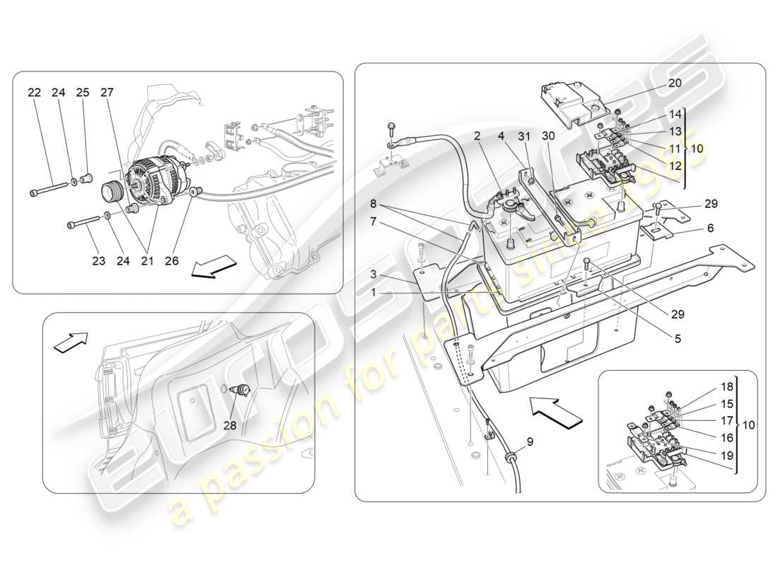 maserati granturismo s (2018) energiegeneration und -speicherung teilediagramm