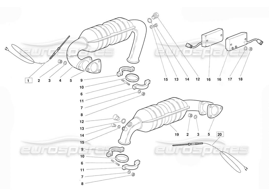 lamborghini diablo (1991) abgasanlage (gültig für die version vom juni 1992) teilediagramm