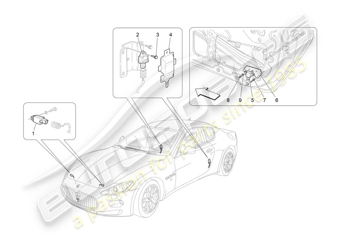 maserati granturismo (2012) crashsensoren - ersatzteildiagramm