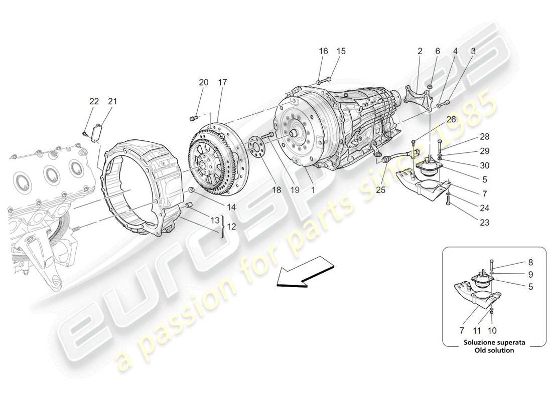 maserati granturismo (2009) getriebegehäuse teilediagramm