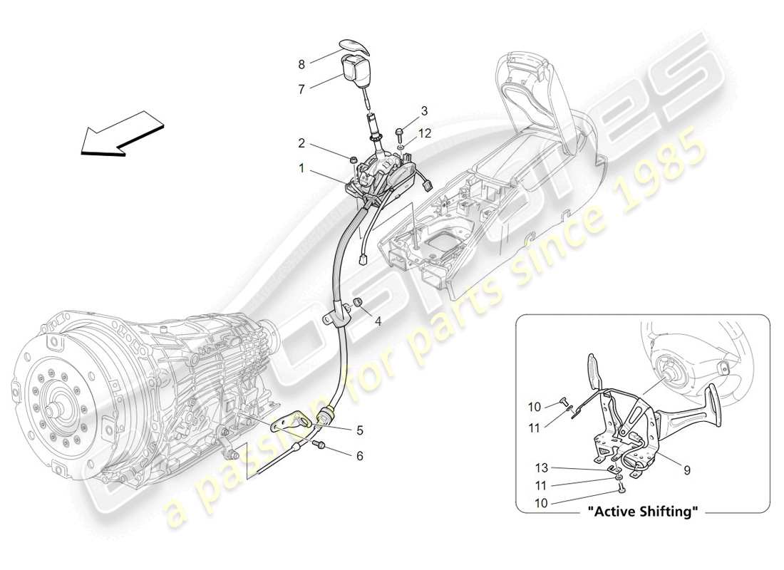 maserati granturismo (2009) fahrersteuerung für automatikgetriebe ersatzteildiagramm