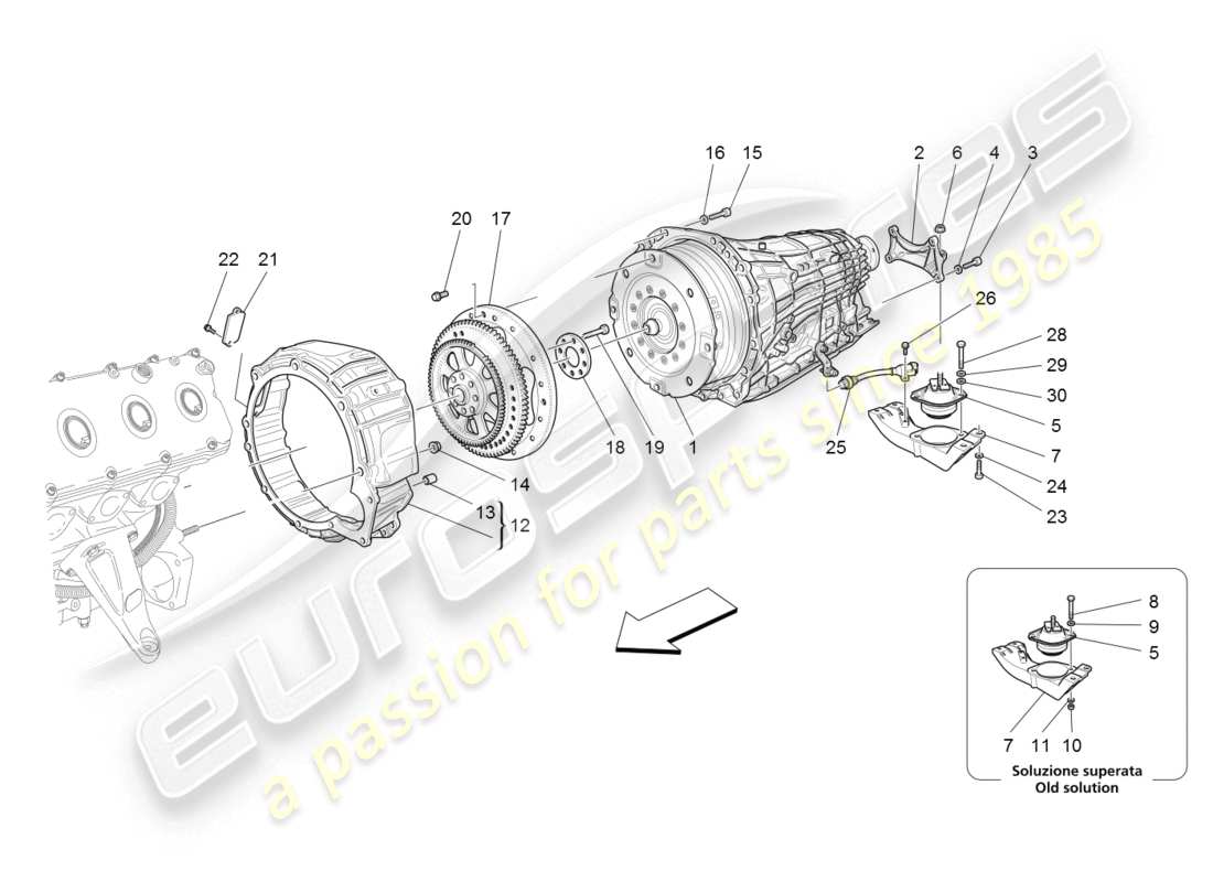 maserati granturismo (2008) getriebegehäuse teilediagramm