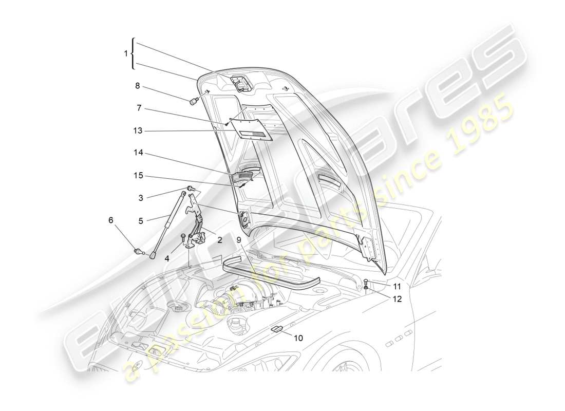 maserati granturismo s (2016) vordere deckel teilediagramm