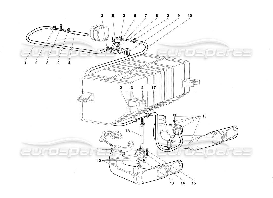 lamborghini diablo sv (1997) abgassystem teilediagramm