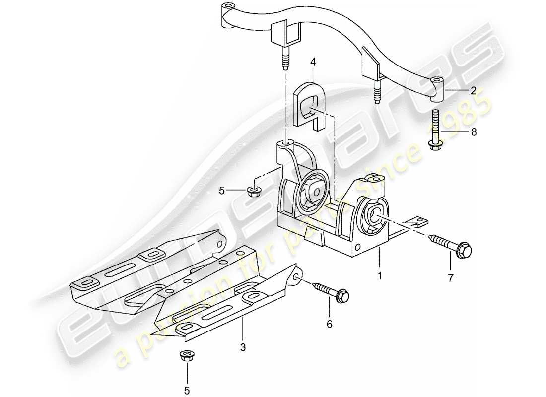 porsche 2005 (996 turbo / gt2) getriebeaufhängung teilediagramm