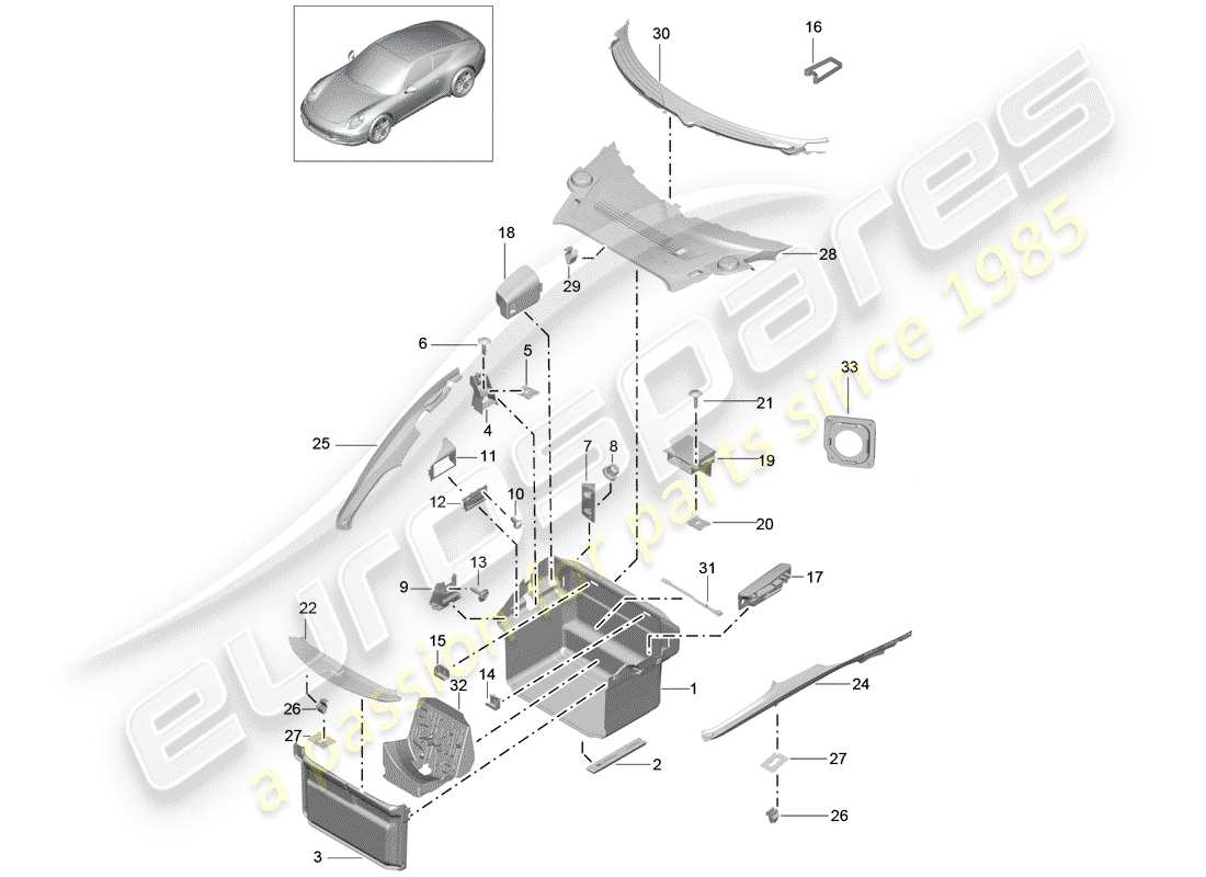 porsche 2012 (991-1) gepäckraum ersatzteildiagramm