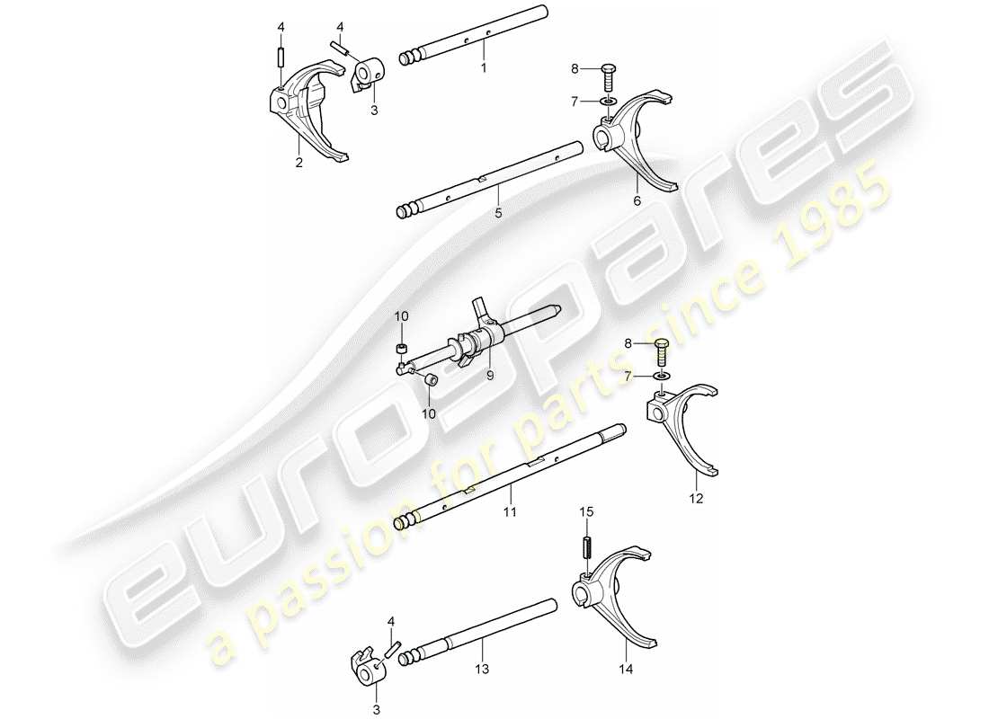 porsche 2003 (996 turbo / gt2) schaltwelle ersatzteildiagramm