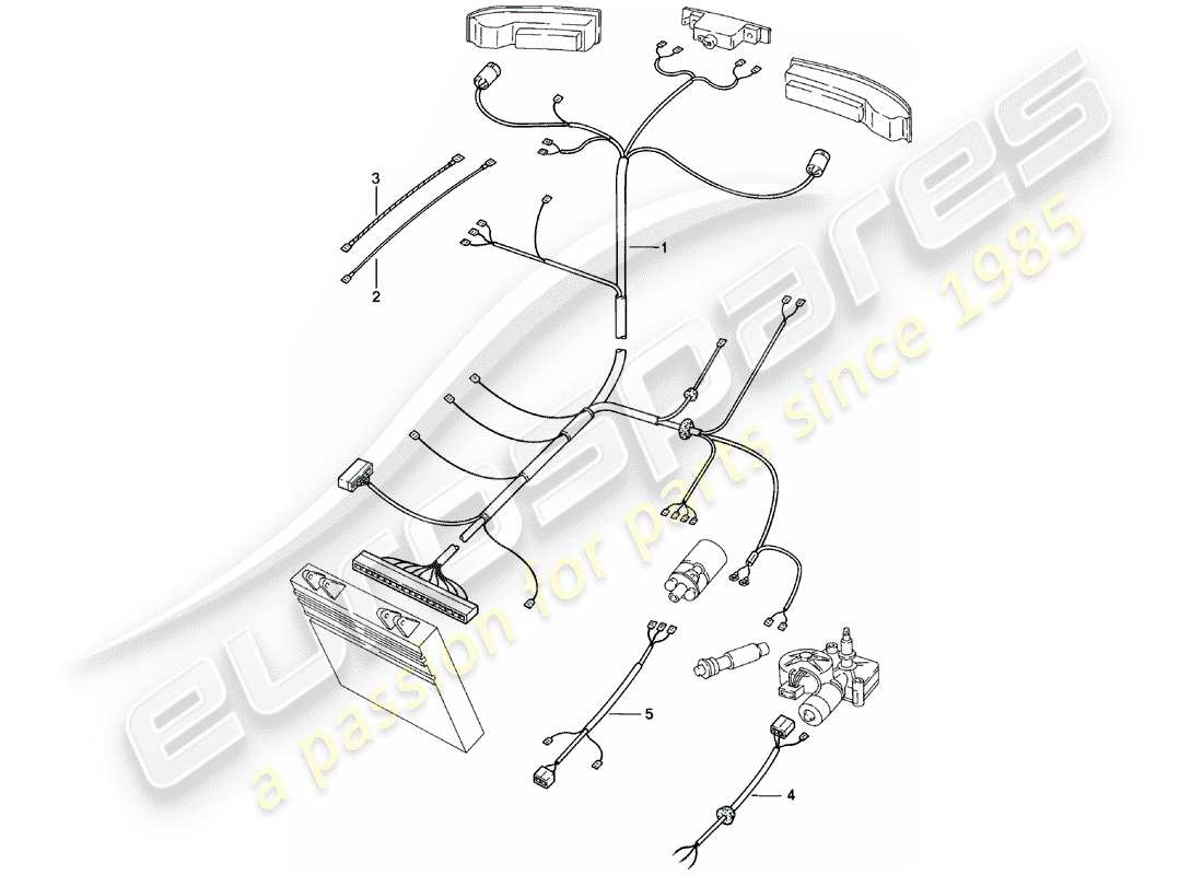 porsche 1983 (924) kabelbäume - hinteres ende ersatzteildiagramm