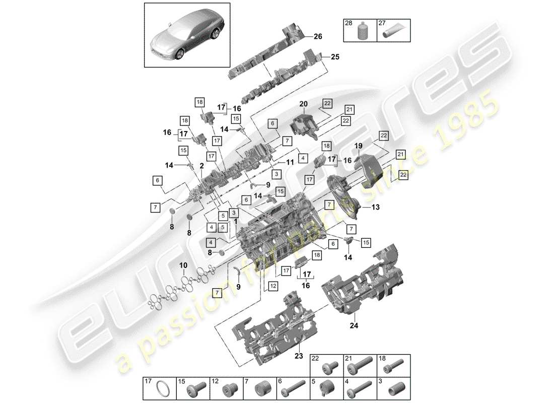 porsche 2018 (panamera 971-1) zylinderkopfdeckel ersatzteildiagramm