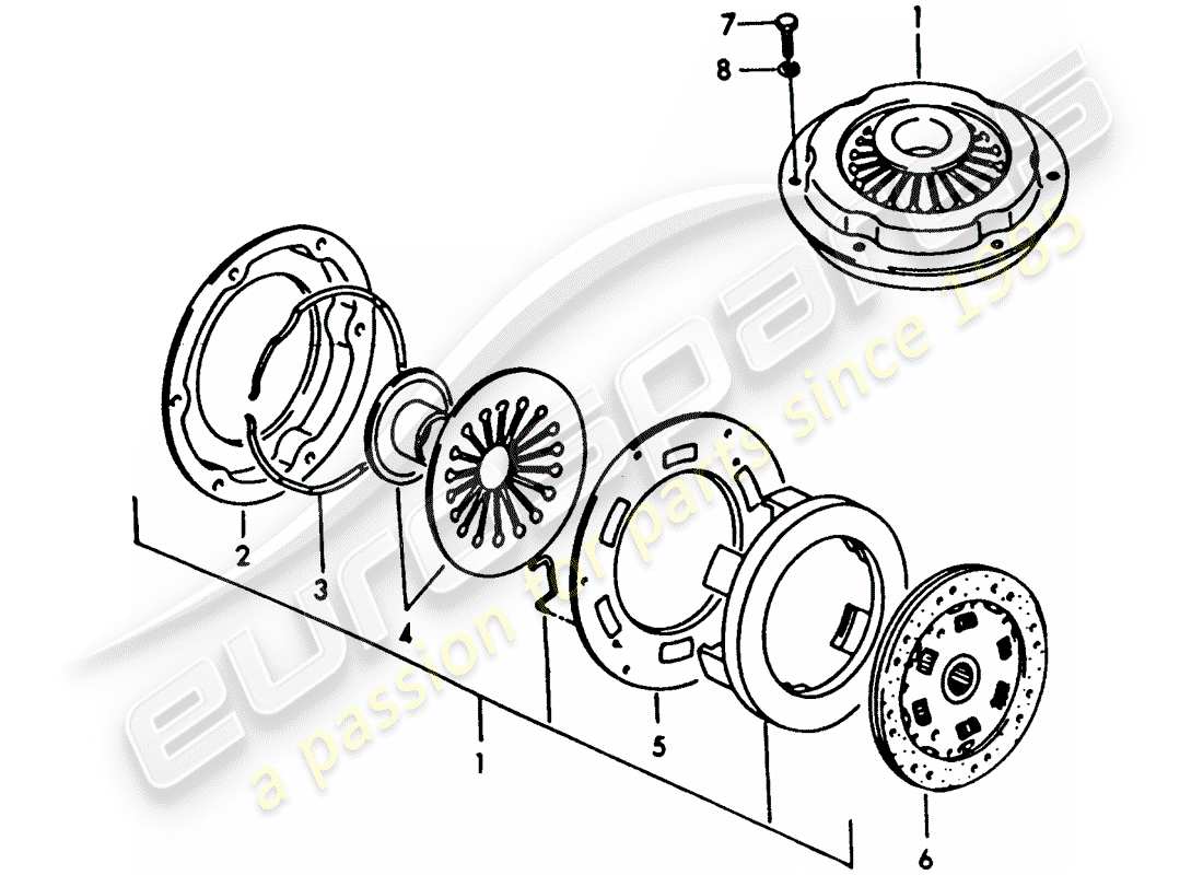 porsche 1951 (356/356a) kupplung - g 25 001 >> ersatzteildiagramm
