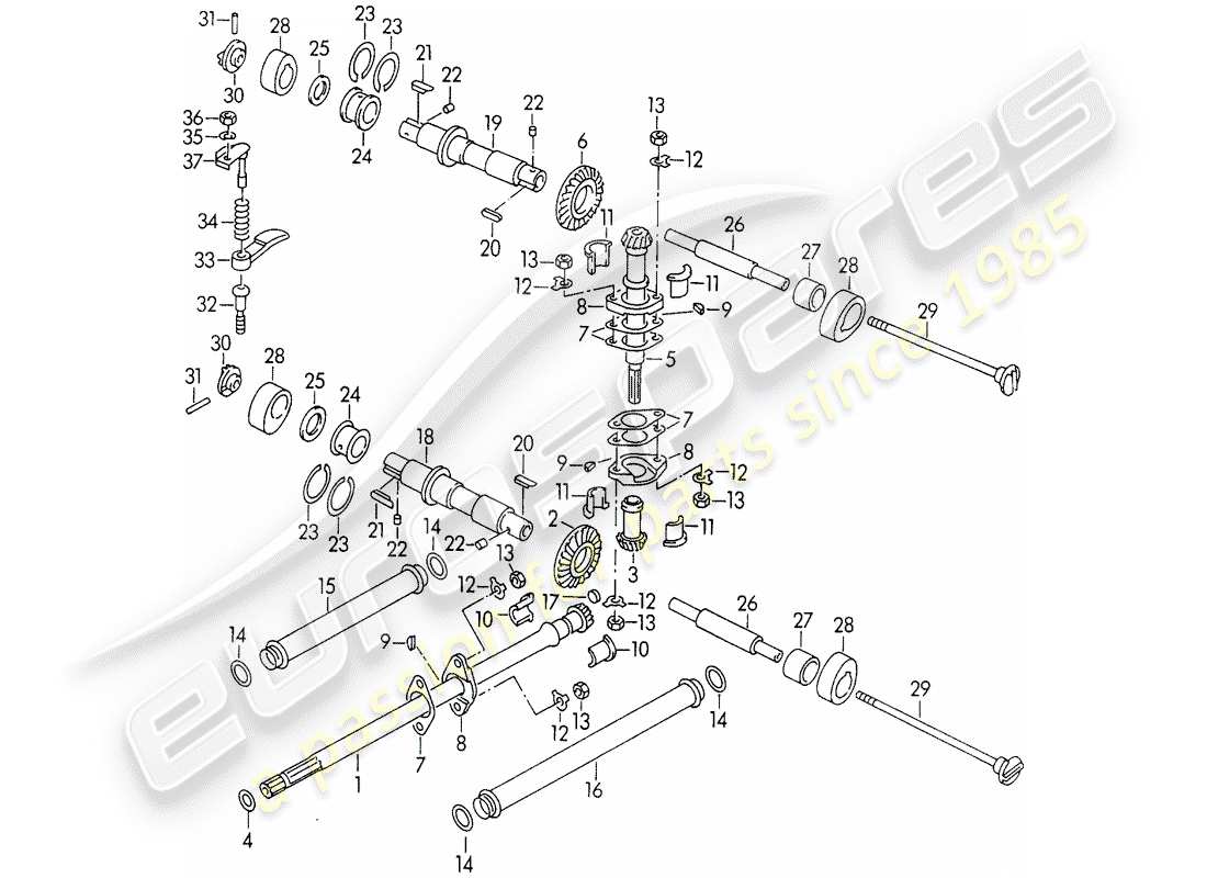 porsche 1962 (356b/356c) ventilsteuerung teilediagramm