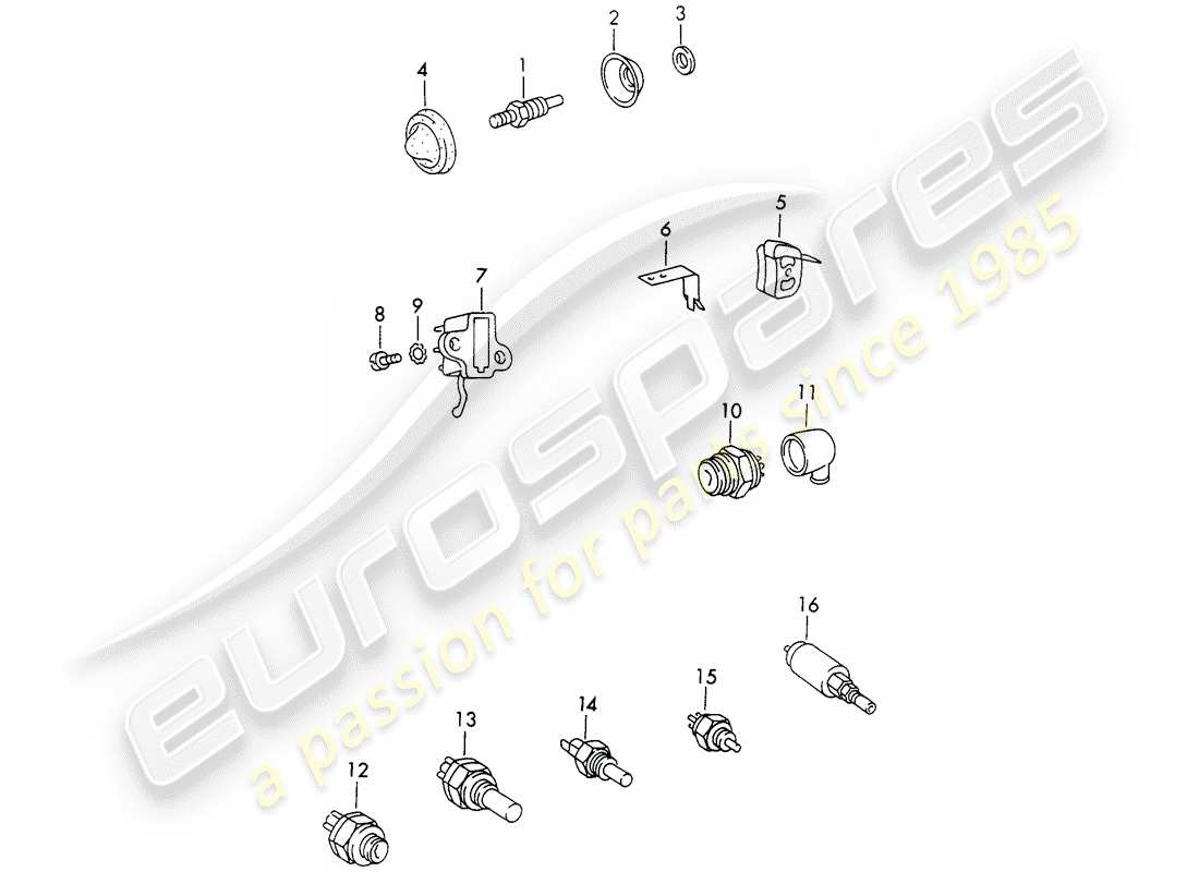 porsche 1970 (911) switch-ersatzteildiagramm