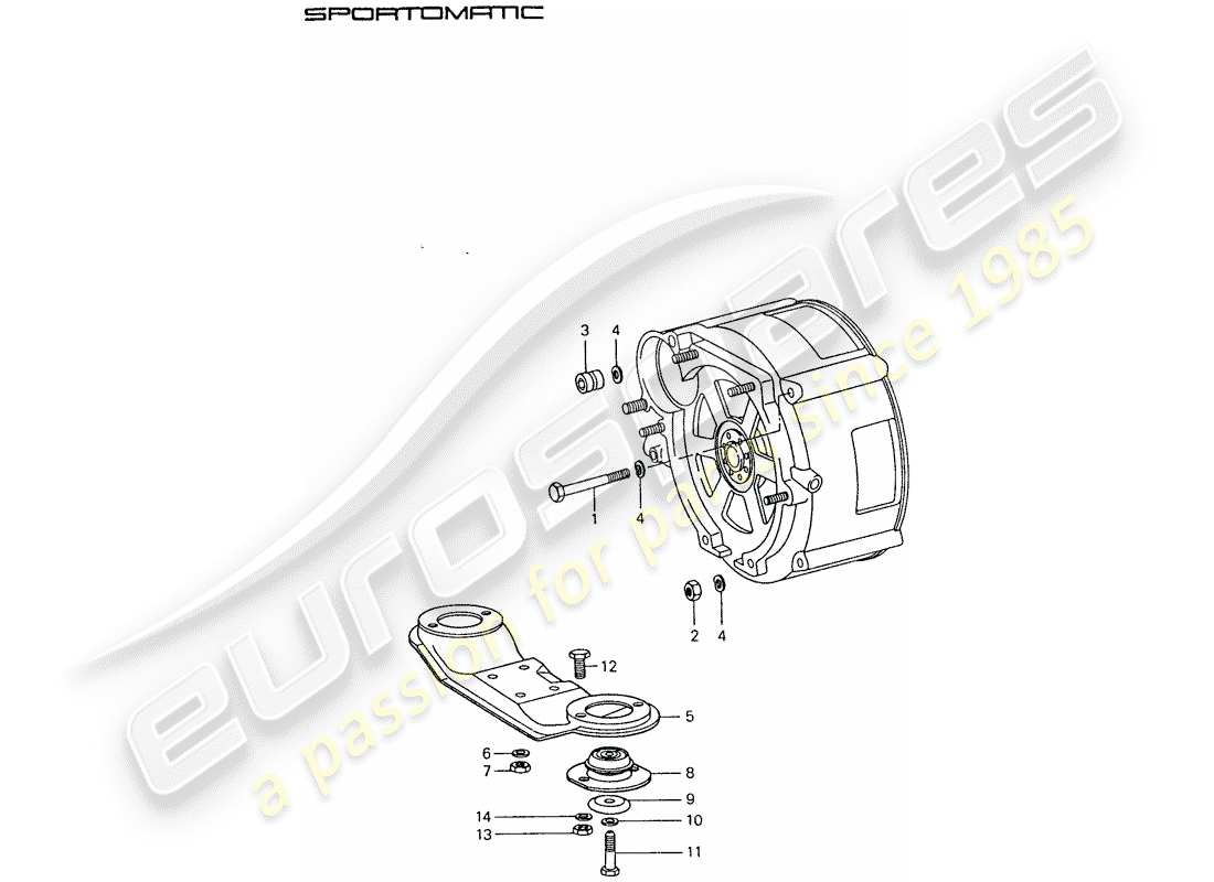 porsche 1977 (911) getriebeaufhängung teilediagramm