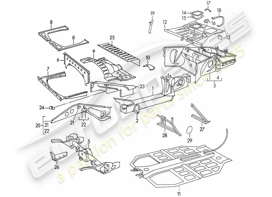 porsche 1956 (356/356a) frame-teilediagramm