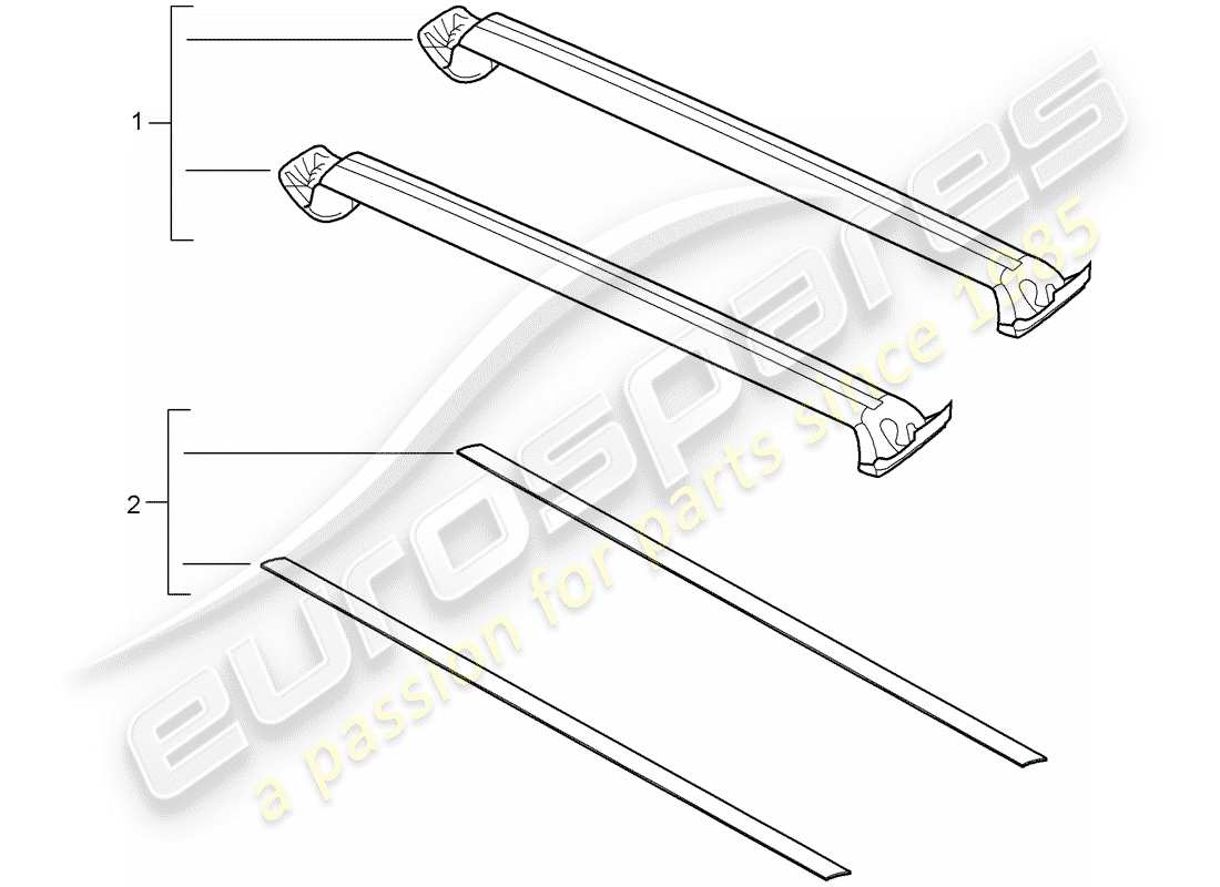 porsche 2019 (tequipment cayenne) dachgepäckträger - ersatzteildiagramm