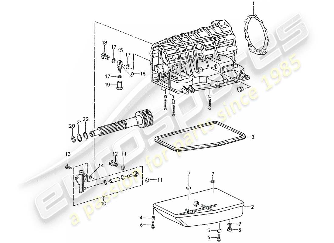 porsche 1998 (993) tiptronic - getriebegehäuse - ölwanne ersatzteildiagramm