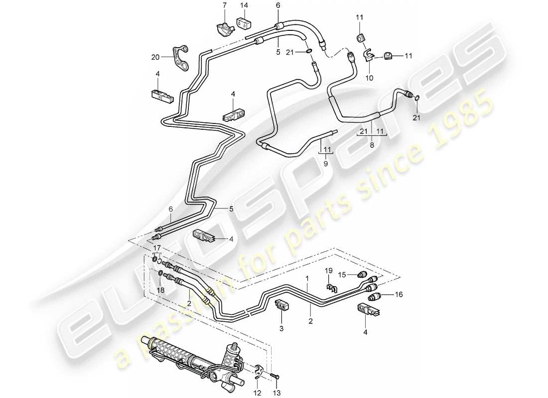 porsche 2005 (996) servolenkung - hydraulikleitung - f 99-4s630 357>> - f 99-4s603 929>> - f 99-4s642 726>> teilediagramm