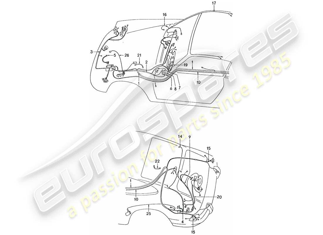 porsche 1976 (911) kabelbäume ersatzteildiagramm