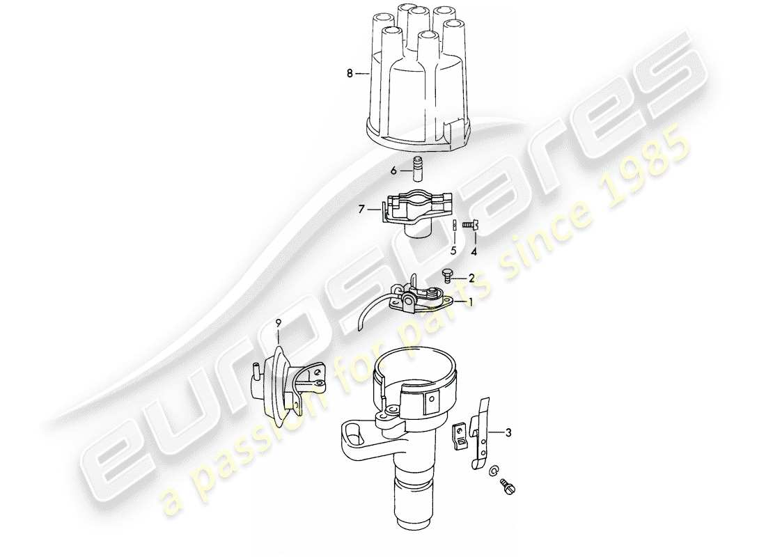 porsche 1970 (911) verteiler - - marelli - - d - mj 1972>> ersatzteildiagramm