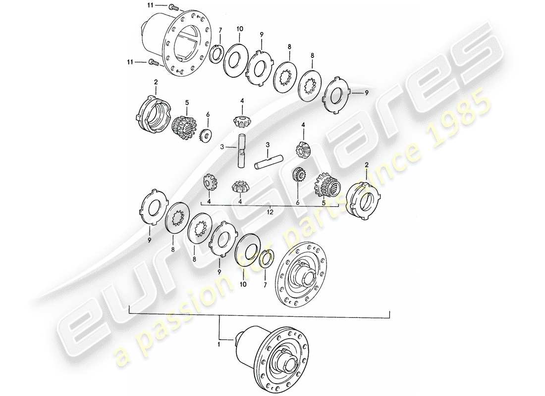 porsche 1987 (928) schaltgetriebe - sperrdifferential - d >> - mj 1989 ersatzteildiagramm