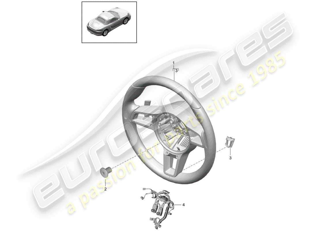 porsche 2019 (718 boxster) lenkrad teilediagramm