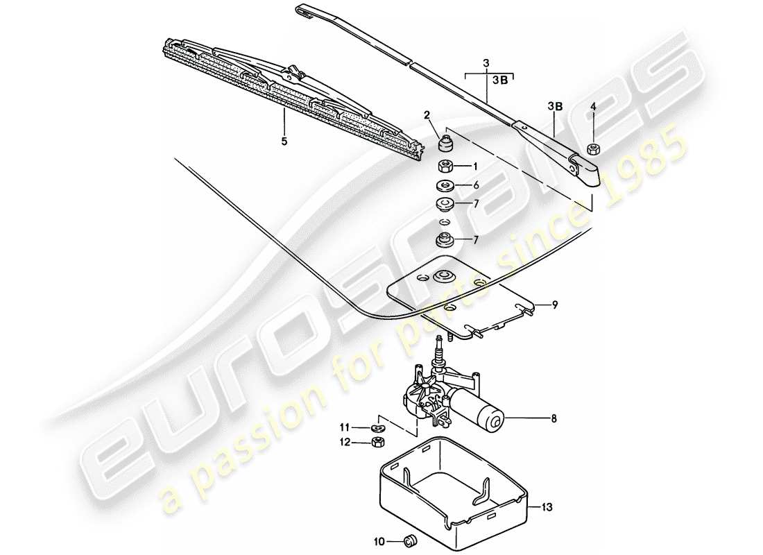 porsche 1982 (944) heckscheibenwischer teilediagramm