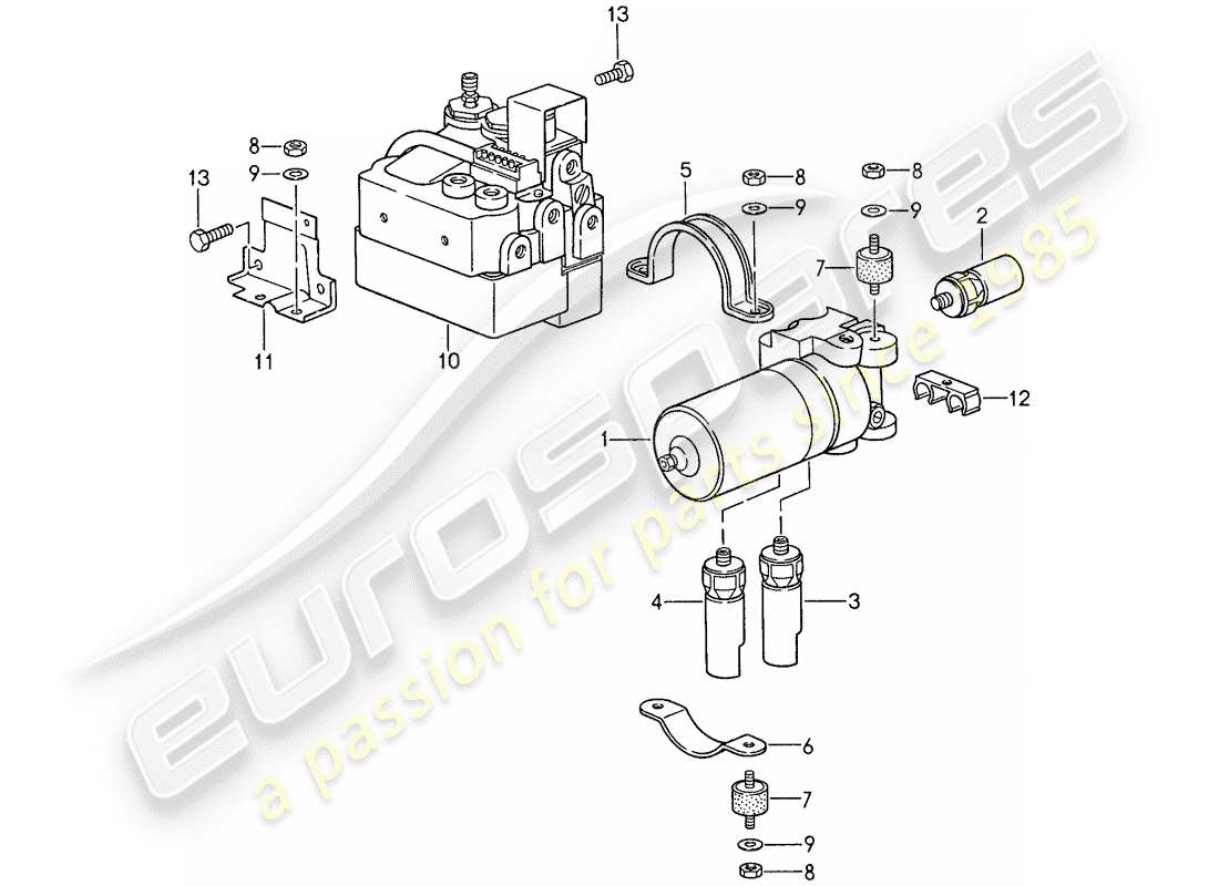 porsche 1987 (959) hydraulikeinheit - geschwindigkeitssensor ersatzteildiagramm
