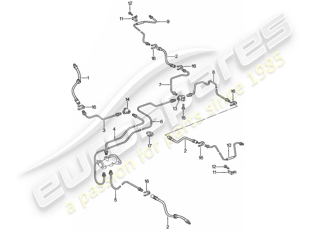 porsche 1983 (944) bremsleitungen ersatzteildiagramm