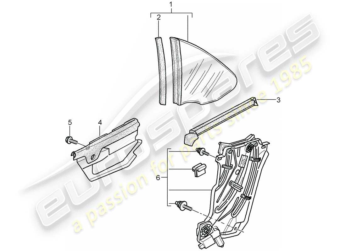 porsche 2008 (997-1 turbo / gt2) seitenfenster-ersatzteildiagramm