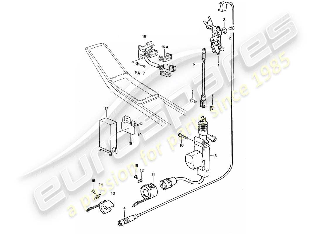 porsche 1988 (959) zentralverriegelungssystem ersatzteildiagramm