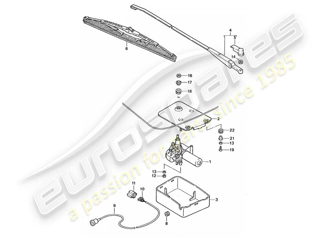 porsche 1993 (968) heckscheibenwischer teilediagramm