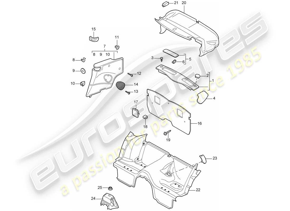 porsche 2008 (997-1 turbo / gt2) trims-teilediagramm