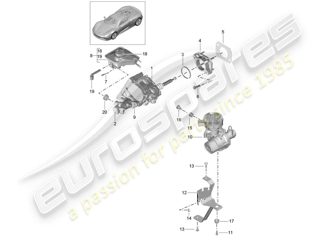 porsche 918 spyder (2015) bremszylinder ersatzteildiagramm